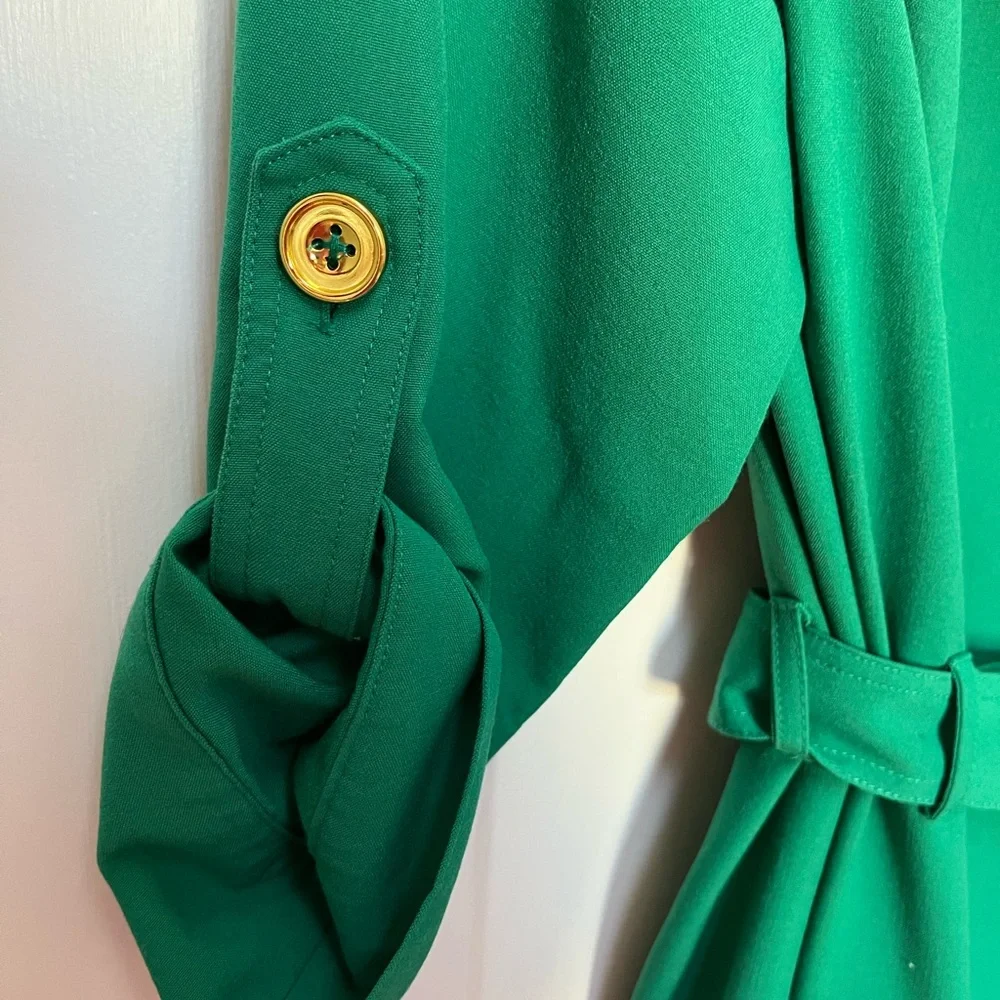 Sharagano Green Sheath Dress with Notched Collar - Picture 4 of 5